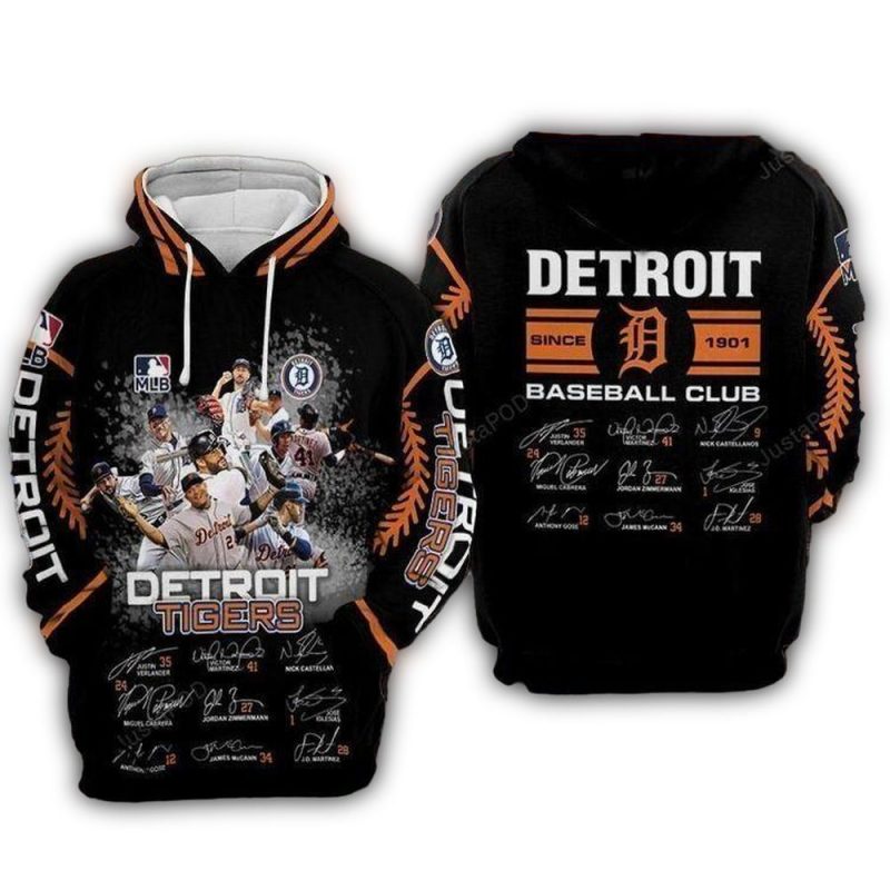 Detroit Tigers Player Team Signature All Over Print Hoodie 1