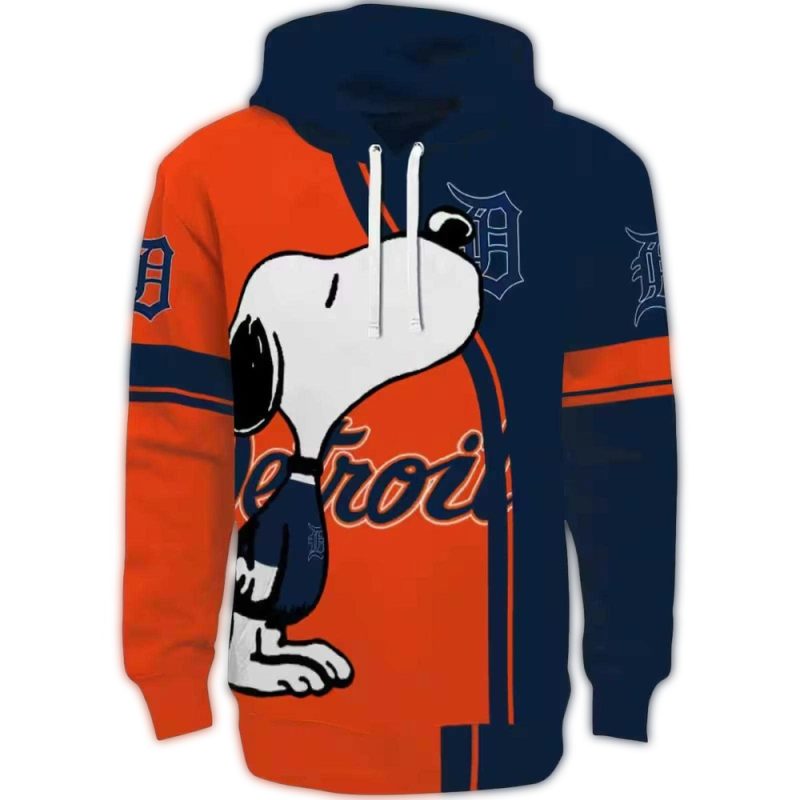 Detroit Tigers Playful Snoopy All Over Print Hoodie 1
