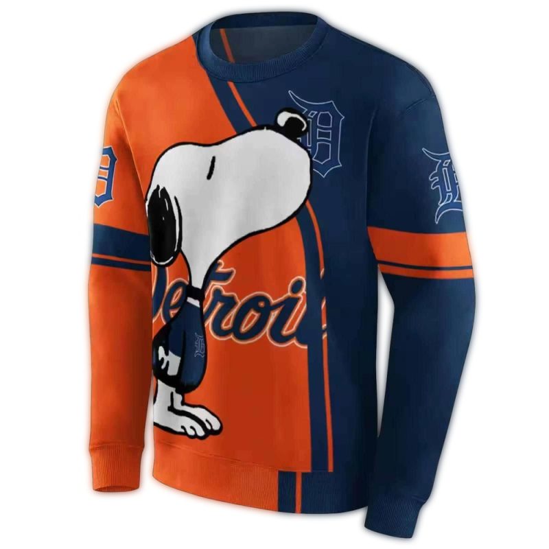 Detroit Tigers Playful Snoopy All Over Print Sweatshirt 1