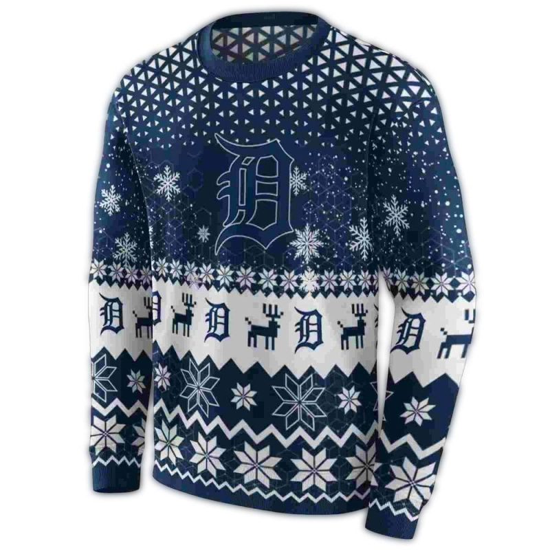 Detroit Tigers Reindeer Motif All Over Print Sweatshirt 1