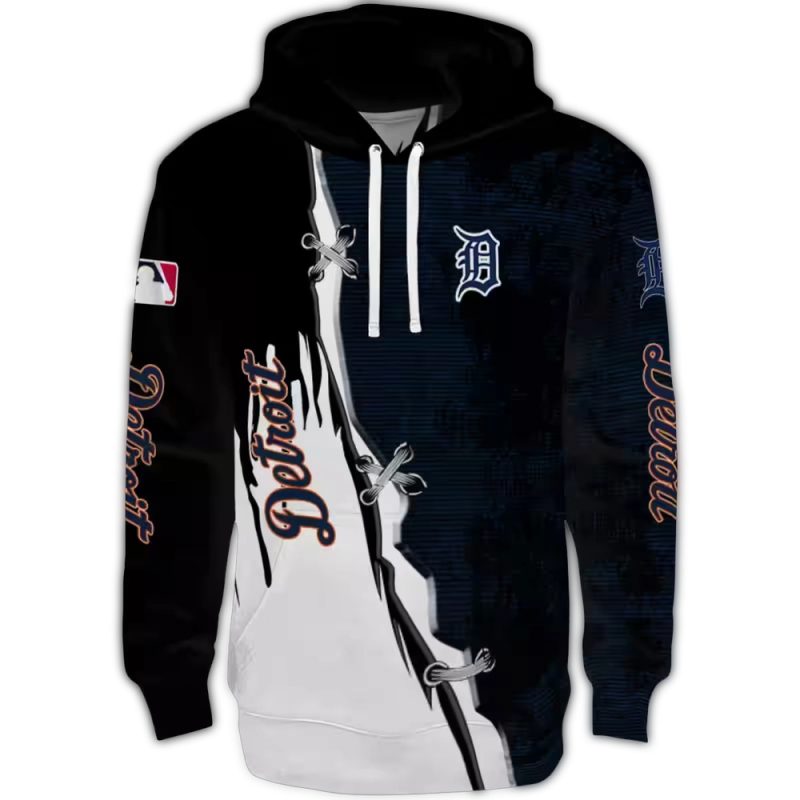 Detroit Tigers Ripped Pattern All Over Print Hoodie 1