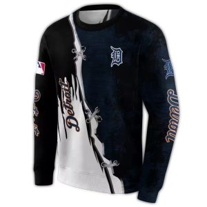 Detroit Tigers All Over Print Sweatshirt With Ripped Pattern Design