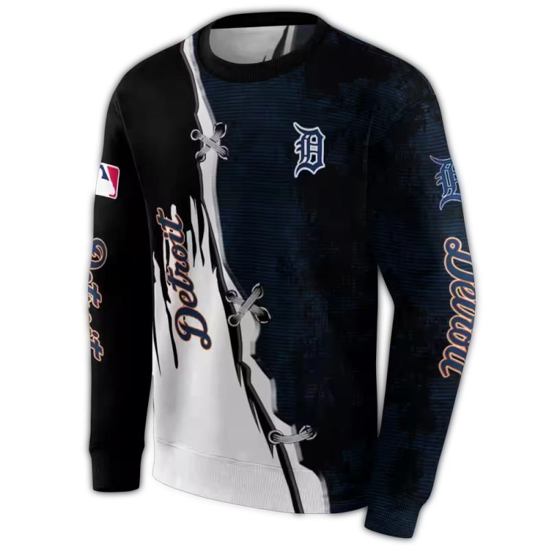 Detroit Tigers Ripped Pattern Ugly Sweater 1