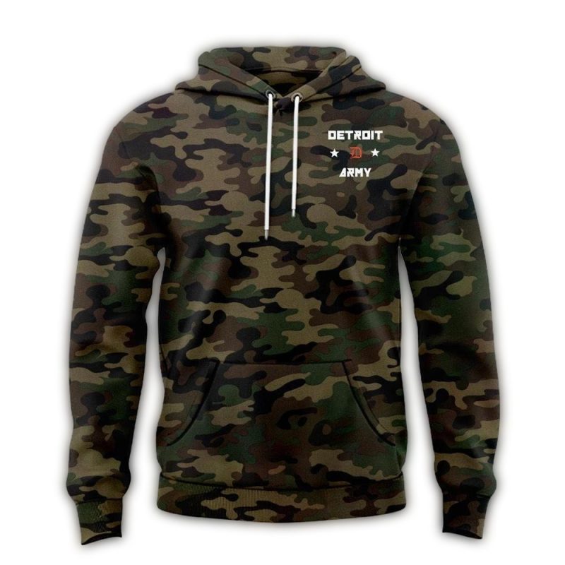 Detroit Tigers Salute to Service Army All Over Print Hoodie 1