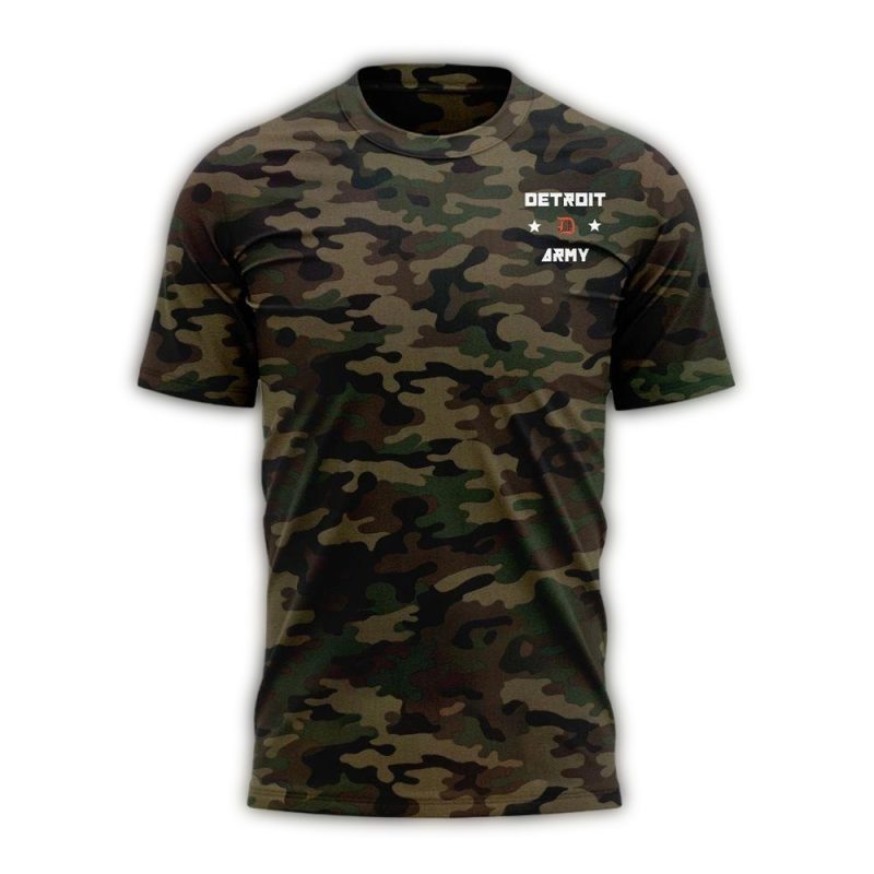 Detroit Tigers Salute to Service Army All Over Print T Shirt 1