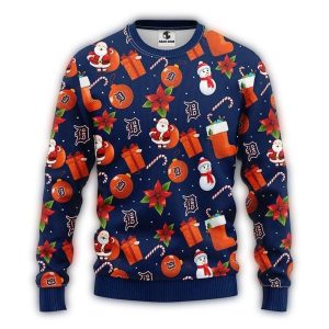 Detroit Tigers Santa Snowman All-Over Print Sweatshirt For Fans