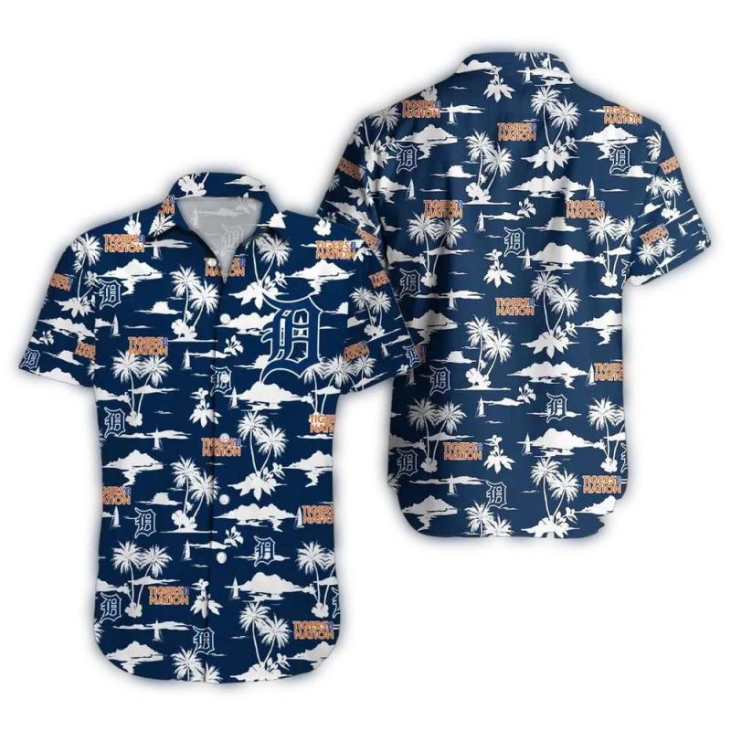 Detroit Tigers Scenic Palm Hawaiian Shirt 1