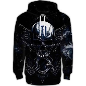 Detroit Tigers Skull Artwork All-Over Print Hoodie For Fans