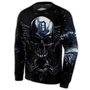 Detroit Tigers Skull Artwork All Over Print Sweatshirt For Fans