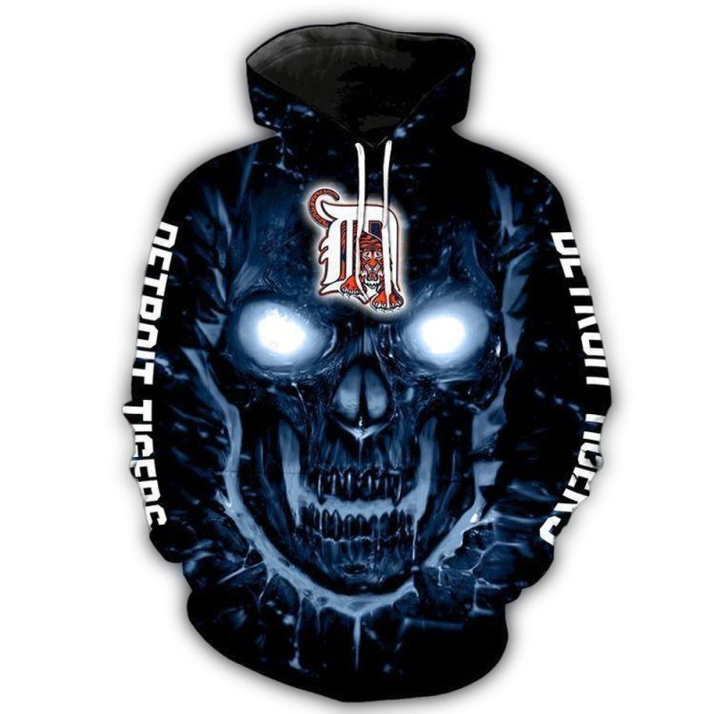 Detroit Tigers Skull Eyes Neon All Over Print Hoodie 1