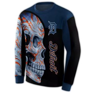 Detroit Tigers Skull Motif Christmas Sweatshirt For Fans