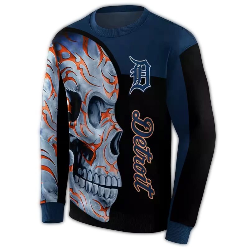 Detroit Tigers Skull Motif Ugly Sweater 1