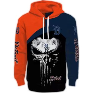 Detroit Tigers Skull Punisher All-Over Print Hoodie For Fans