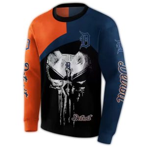 Detroit Tigers Skull Punisher All-Over Print Sweatshirt For Fans