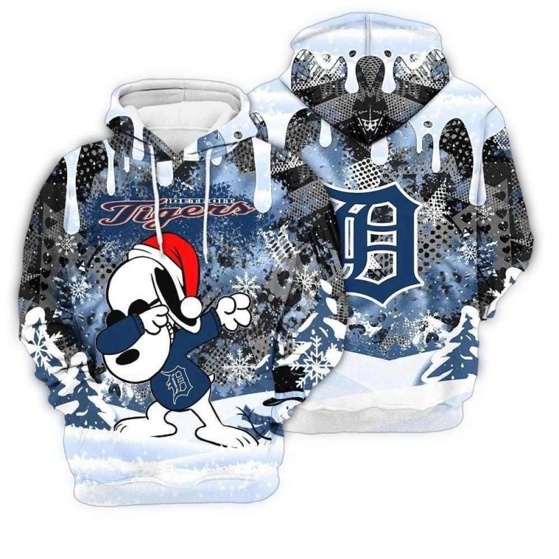 Detroit Tigers Snoopy Dabbing The Peanuts All Over Print Hoodie 1