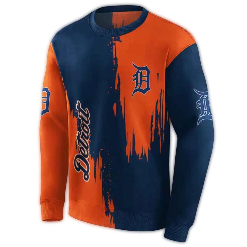 Detroit Tigers Splatter Effect All Over Print Sweatshirt 1