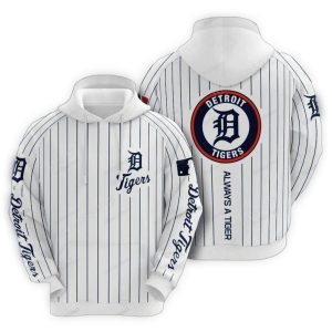 Detroit Tigers All Over Print Stripe Logo Hoodie For Fans