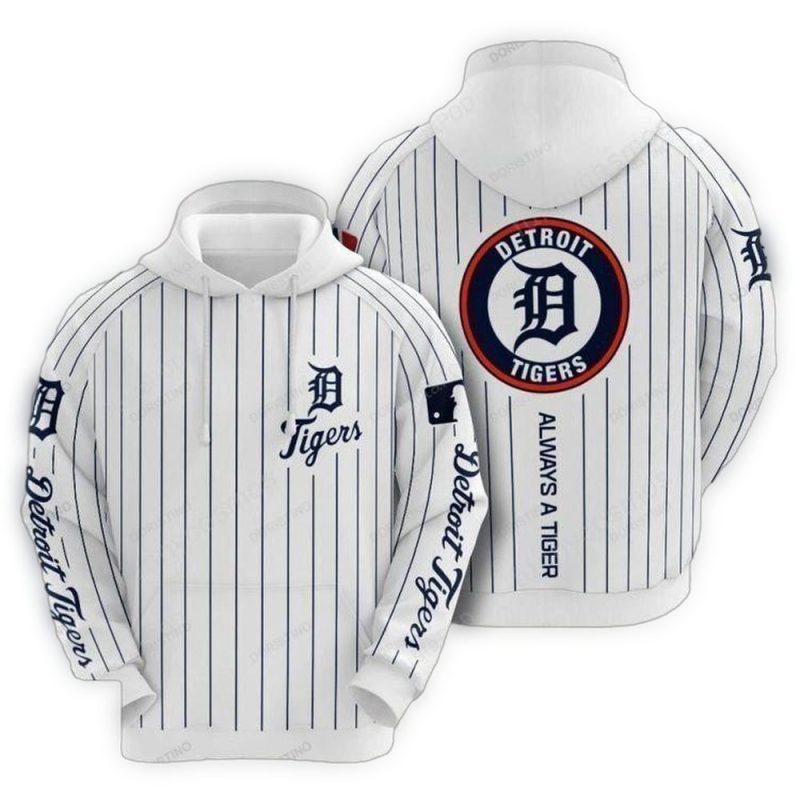 Detroit Tigers Stripe Logo All Over Print Hoodie 1