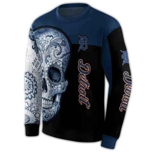 Detroit Tigers Sugar Skull All-Over Print Sweatshirt For Fans