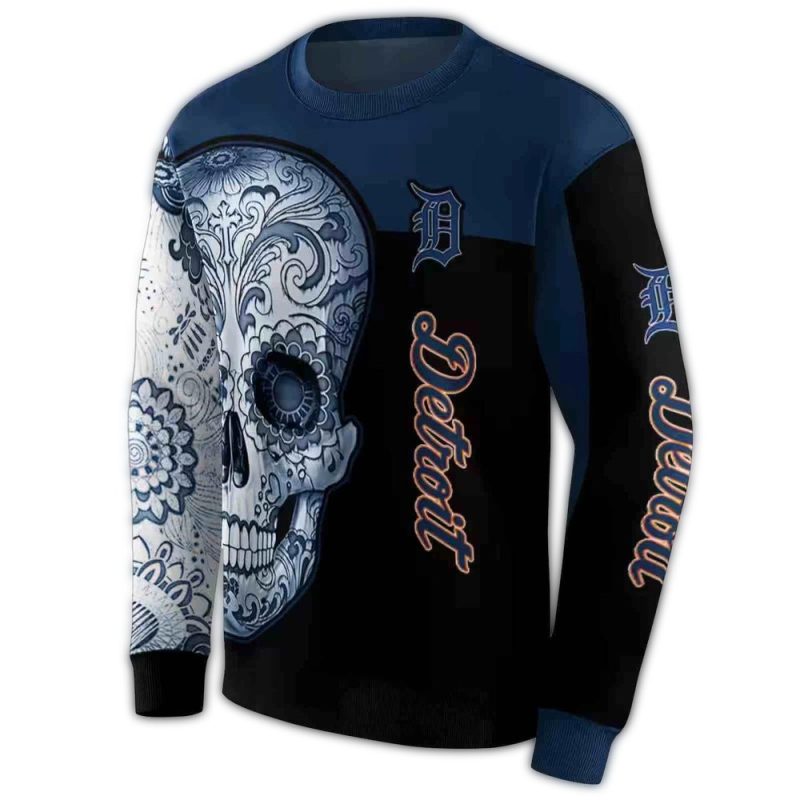 Detroit Tigers Sugar Skull All Over Print Sweatshirt 1