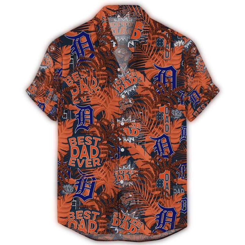 Detroit Tigers Super Dad Orange Hawaiian Shirt 1