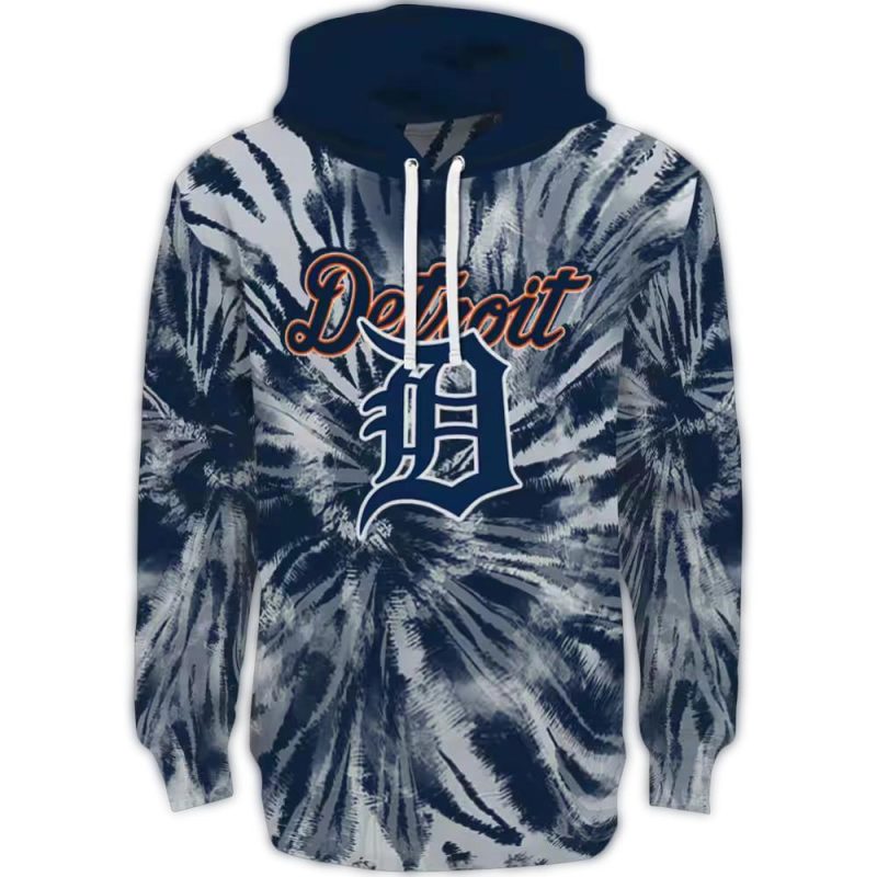 Detroit Tigers Tie Dye Pattern All Over Print Hoodie 1