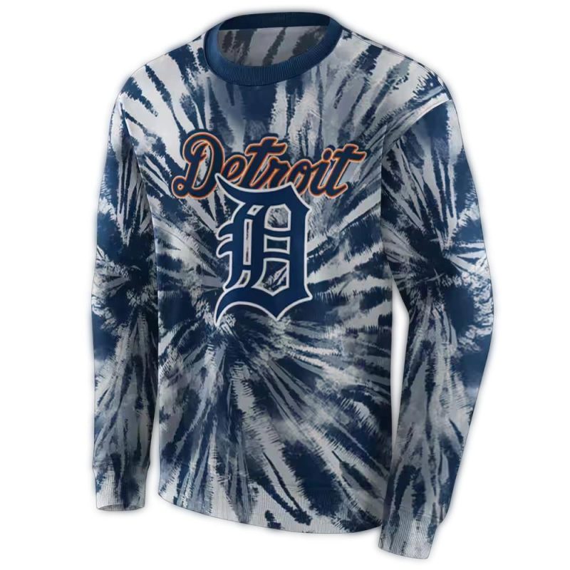 Detroit Tigers Tie Dye Pattern Ugly Sweater 1