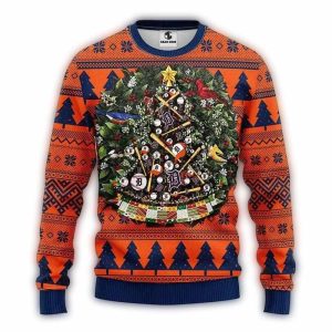 Detroit Tigers Christmas Tree All-Over Print Sweatshirt For Fans