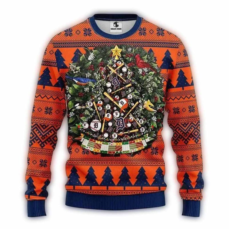 Detroit Tigers Tree Christmas Ugly Sweater 1