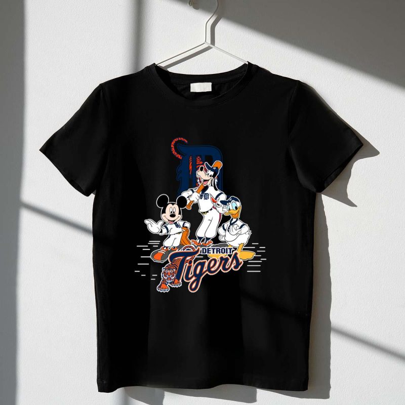Detroit tigers mickey donald and goofy baseball shirt t shirt 1 1