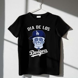 Dia De Los Dodgers Halloween Sugar Skull T-Shirt for Festive Fans