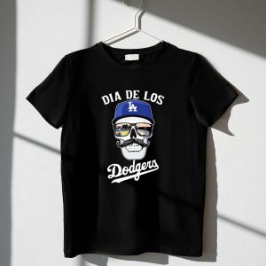 Dia De Los Dodgers La Skull Graphic T-Shirt For Fans