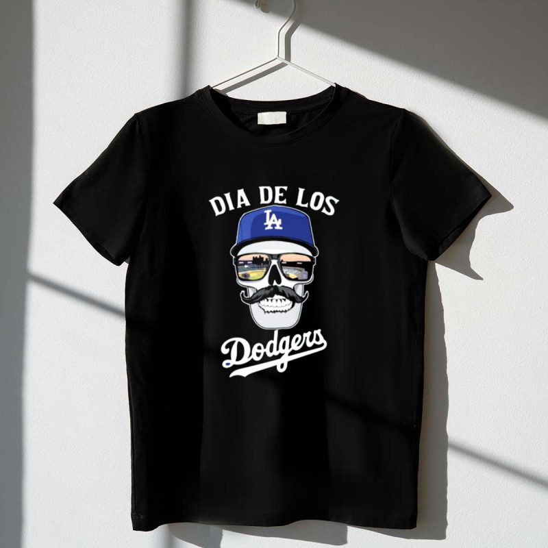 Dia De Los Dodgers LA Skull T Shirt.jpeg t shirt 1 1