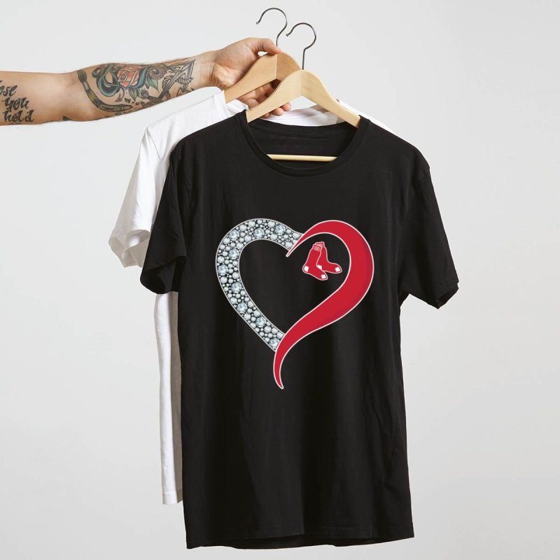Boston Red Sox Heart T-Shirt - Diamond Graphic Tee for Fans - Image 4