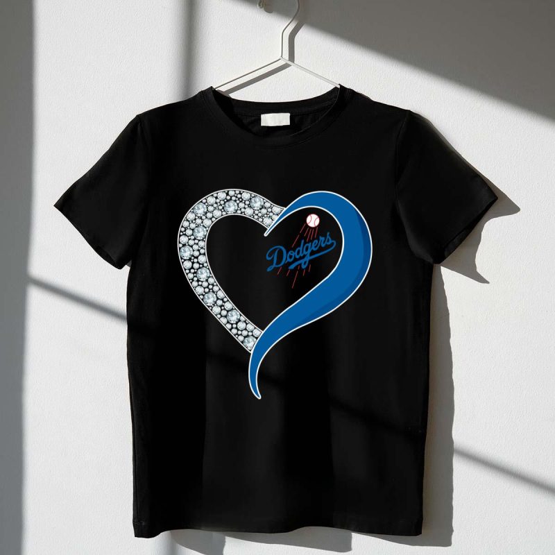 Los Angeles Dodgers Heart T-Shirt - Stylish Fan Apparel for Supporters