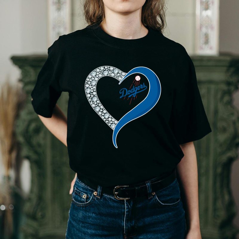 Los Angeles Dodgers Heart T-Shirt - Stylish Fan Apparel for Supporters - Image 2