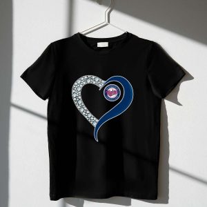 Minnesota Twins Heart T-Shirt With Diamond Design