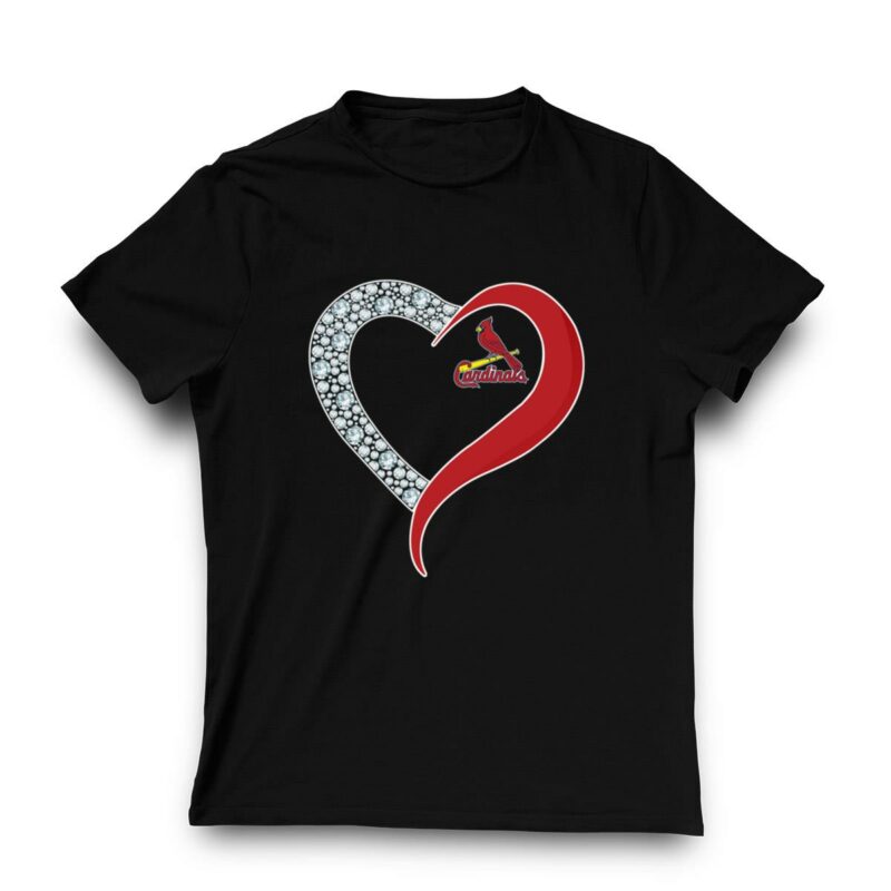 Diamond St Louis Cardinals Heart Graphic T-Shirt – Unisex Baseball Gift - Image 3