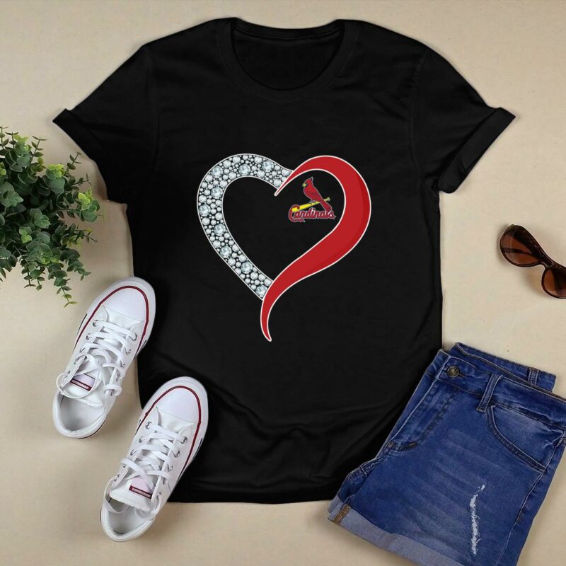Diamond St Louis Cardinals Heart Graphic T-Shirt – Unisex Baseball Gift - Image 5