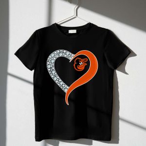 Diamond Baltimore Orioles Heart T-Shirt For Fans And Supporters
