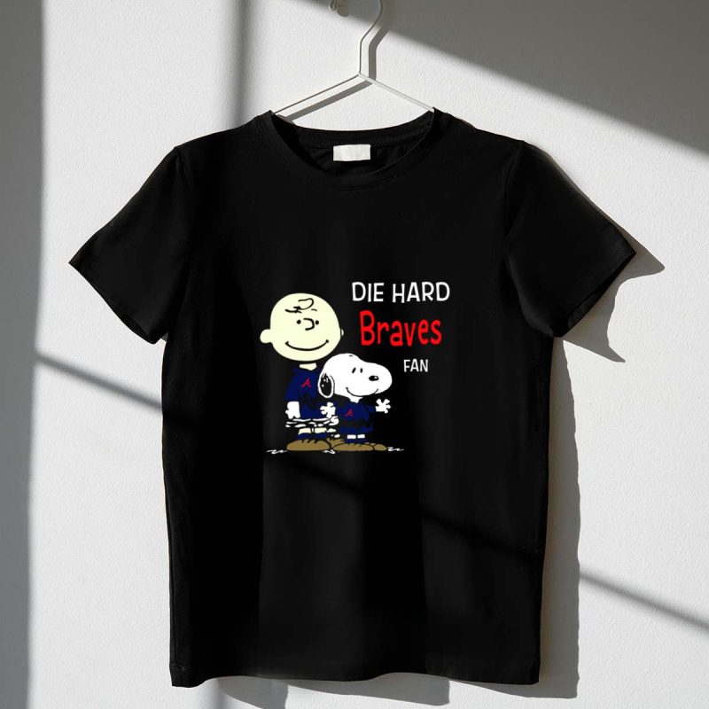 Die Hard Braves Fan T-Shirt Featuring Snoopy & Charlie Brown In Jerseys