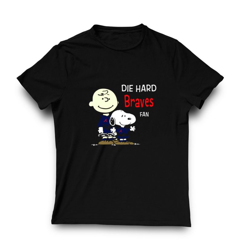 Die Hard Braves Fan T-Shirt Featuring Snoopy & Charlie Brown In Jerseys - Image 3