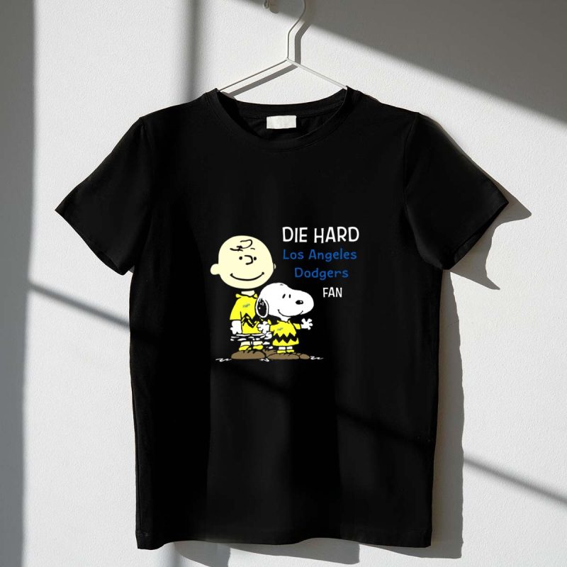 Die Hard Los Angeles Dodgers Fan Charlie Brown and Snoopy T Shirt.jpeg t shirt 1 1
