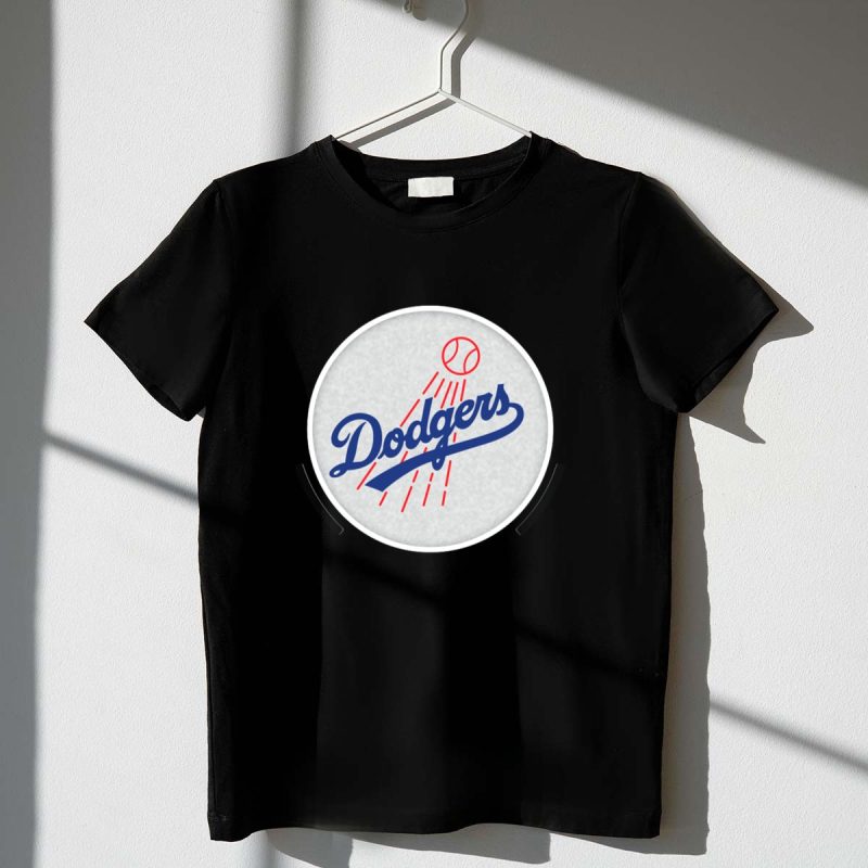 Dodgers Baseball Logo with Ball and Red Streaks T Shirt.jpeg t shirt 1 1