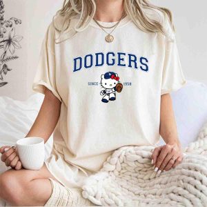 Dodgers Blue Kitty Baseball T-Shirt – Fun Graphic Tee for Fans
