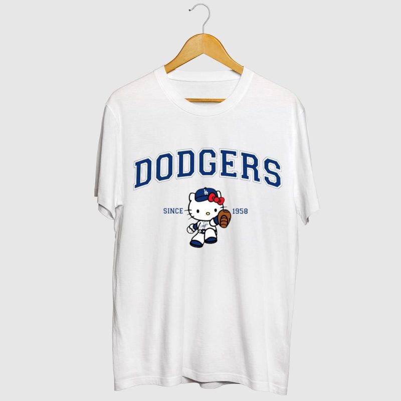 Dodgers Blue Kitty Baseball T-Shirt – Fun Graphic Tee for Fans - Image 2