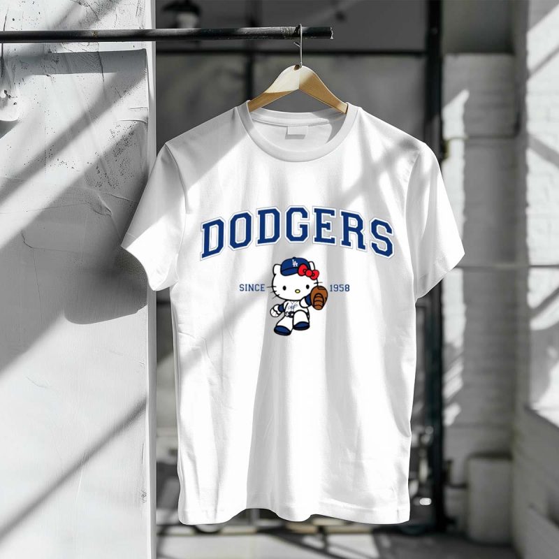 Dodgers Blue Kitty Baseball T-Shirt – Fun Graphic Tee for Fans - Image 3