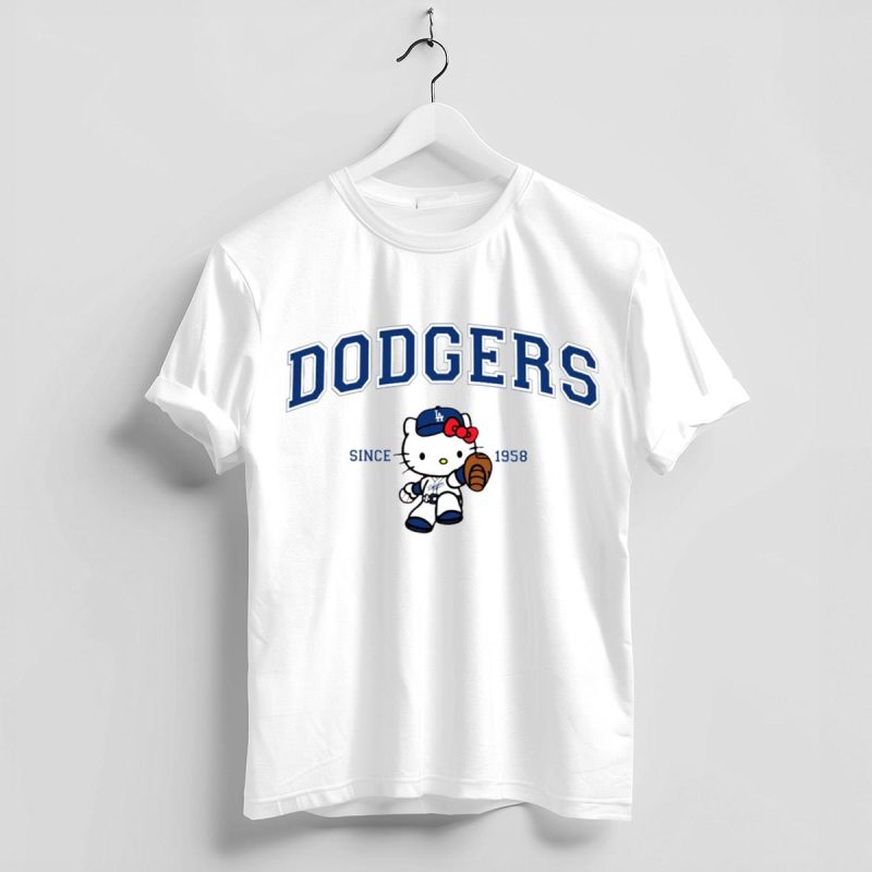 Dodgers Blue Kitty Baseball T-Shirt – Fun Graphic Tee for Fans - Image 4