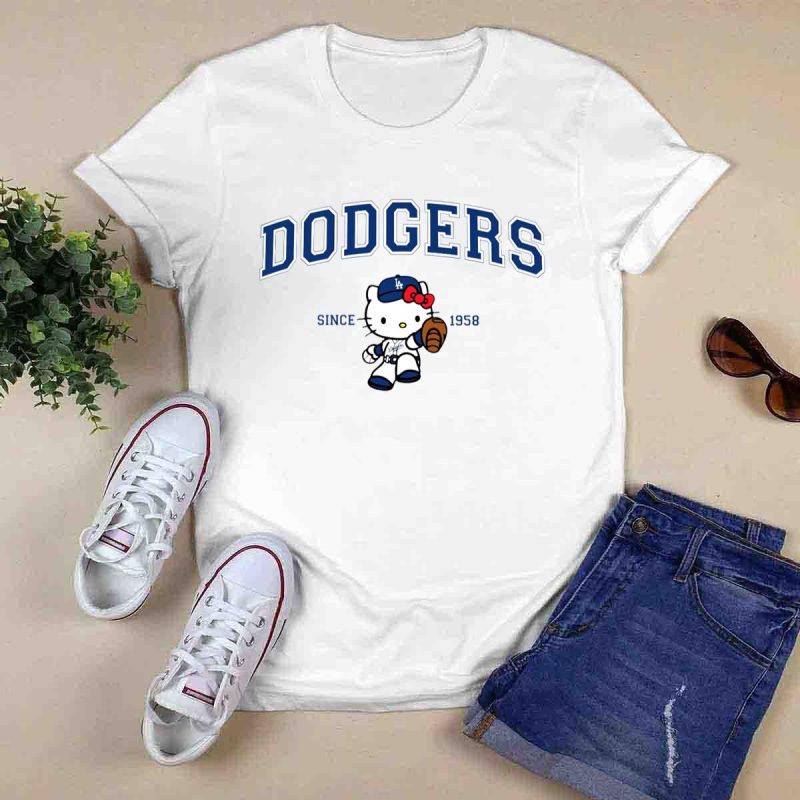 Dodgers Blue Kitty Baseball T-Shirt – Fun Graphic Tee for Fans - Image 6