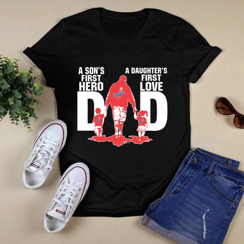 Dodgers Dad T-Shirt - Sons' First Hero & Daughters' First Love Design - Image 5